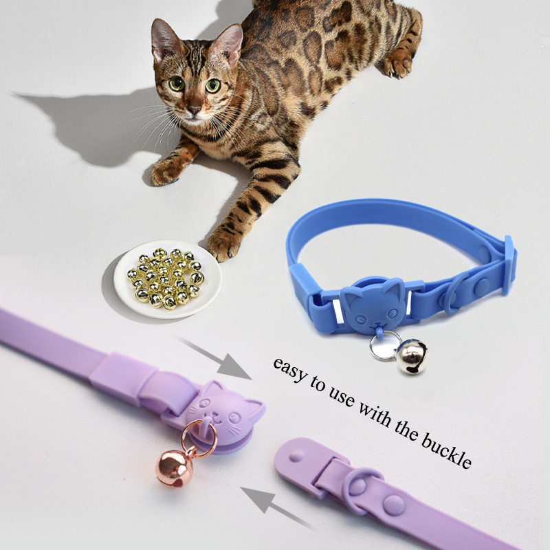 Wholesale Pet Collar Colourful Cute Pattern Eco-friendly Waterproof Soft PVC Padded Silicone Cat neck Collar with Bell