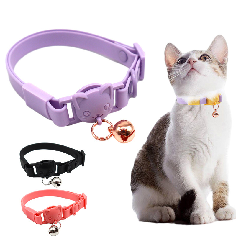 Wholesale Pet Collar Colourful Cute Pattern Eco-friendly Waterproof Soft PVC Padded Silicone Cat neck Collar with Bell