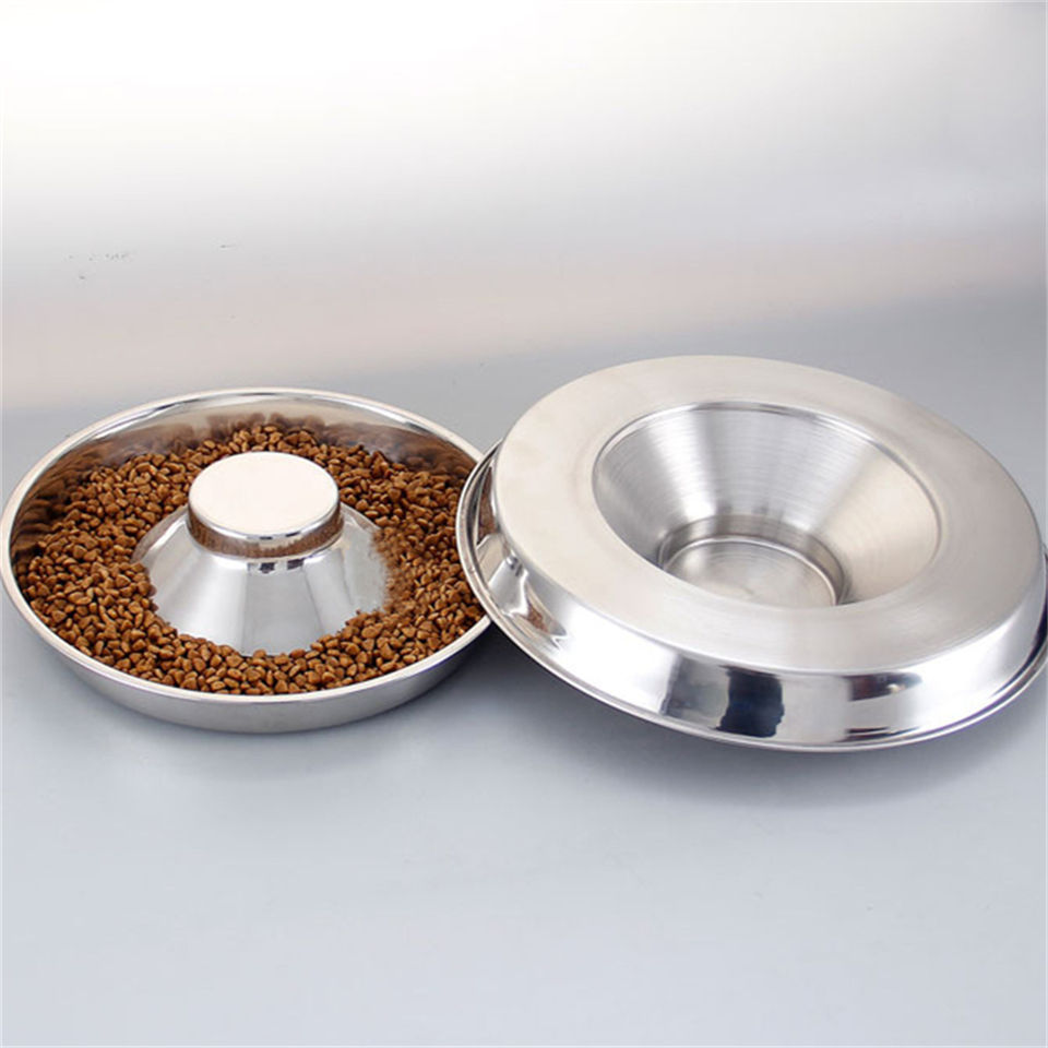 Pet Supplies Dog Water Food Feeding Bowl Non Slip Bottom Puppy Slow Feeder Dishes Cat Dog Bowls Stainless Steel