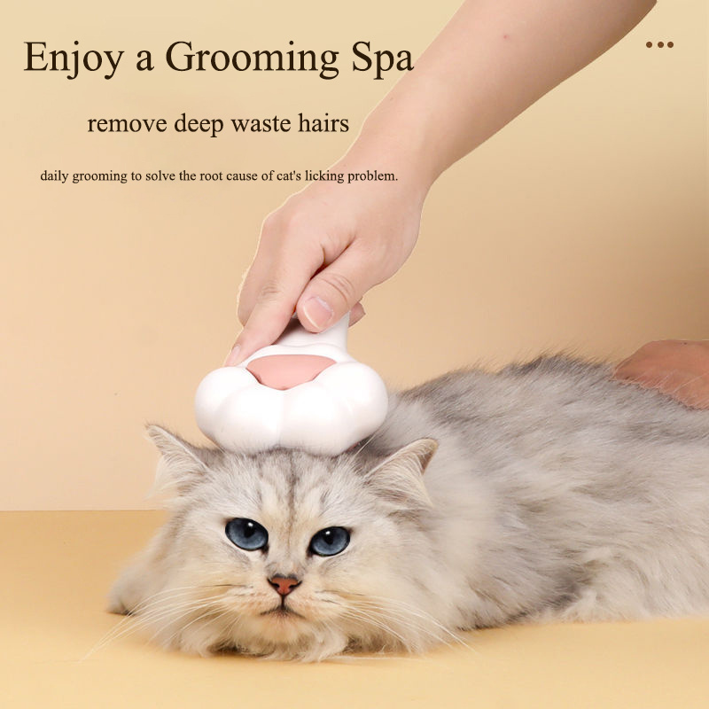 Professional Cute Paw Shape Pet Dog Cleaner Brush Massage One Touch De-shedding Hair Removal steel lice Cat Comb