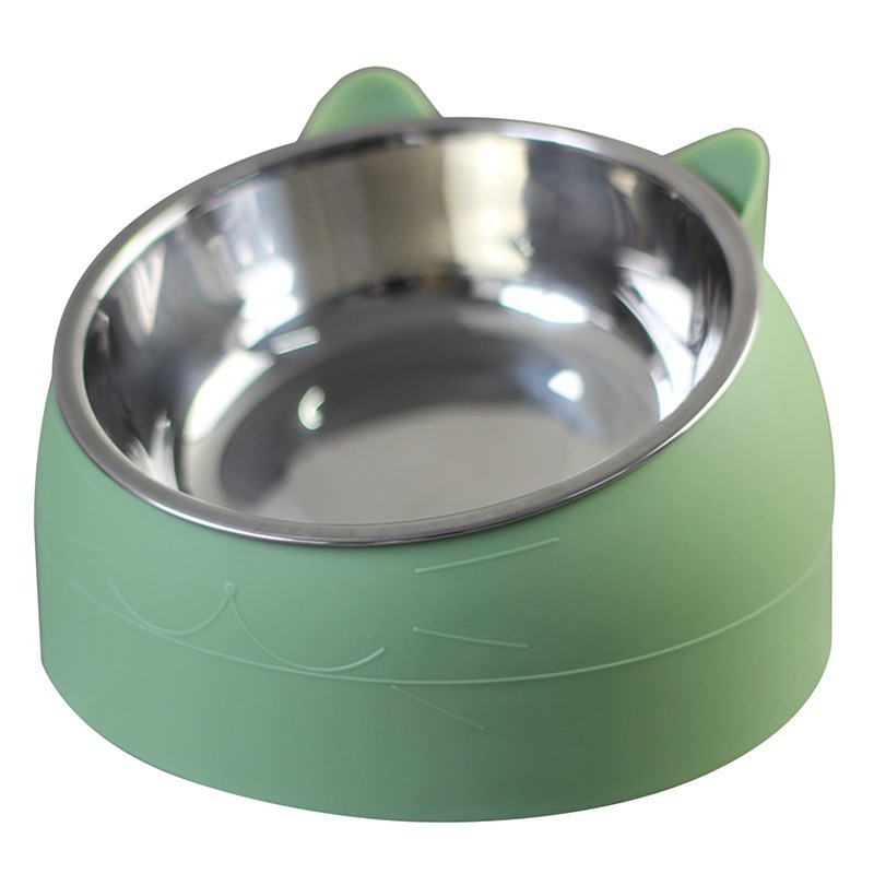 New Factory Hot sale Stainless Steel Anti Overturning Double Bowl Pet Slow Feeder Bowl Cute Cat Dog Food Bowl