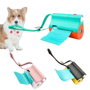 Wholesale Pet Poop Bag Dispenser Eco Friendly Dog Cat Walker Scooper Waste Container LED Light Dog Poop Bags Holder