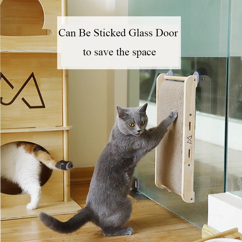 Pet Furniture Suction Cup Cat Scratching Board Large Corrugated Cardboard Wear-resistant Hanging Cat Trees Scratcher Toys