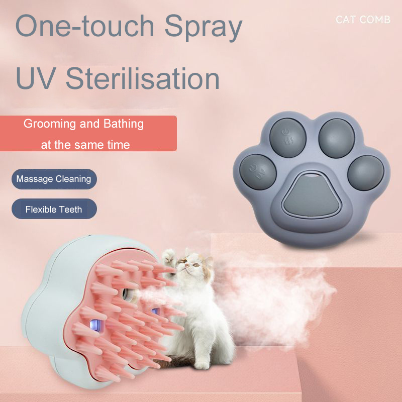 self cleaning 3 in 1 silicone dog pet hair spray brush cleaner animal pets spray brush steam cat grooming brush