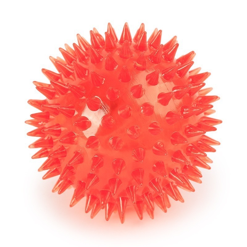 Indestructible Durable Glowing in the dark Ultra bounce solid core pet cat interactive spiky squeaker ball dog toy 9cm