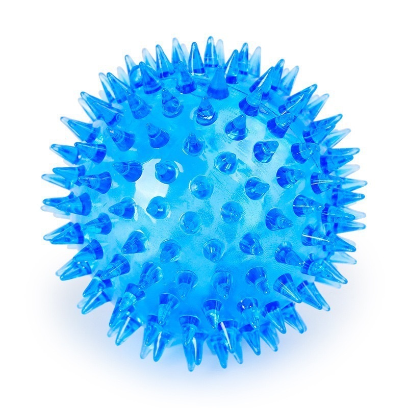 Indestructible Durable Glowing in the dark Ultra bounce solid core pet cat interactive spiky squeaker ball dog toy 9cm