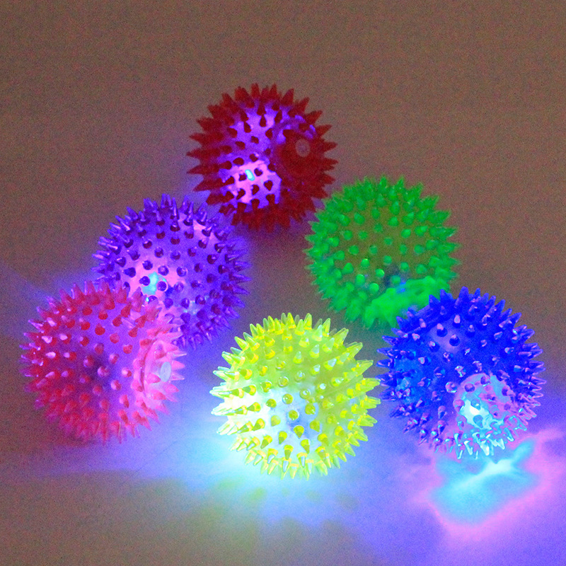 RTS Durable Glowing in the dark spiky Ultra bounce solid core pet cat rubber interactive squeaky ball dog toy