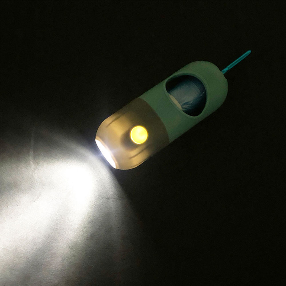 2023 Best Seller Pill Shape LED Flashlight Pet Dog Poop Waste Bag Holder Dispenser