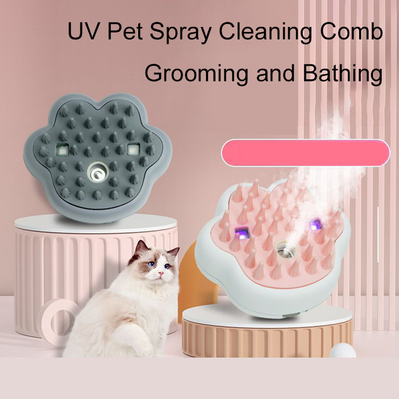 self cleaning 3 in 1 silicone dog pet hair spray brush cleaner animal pets spray brush steam cat grooming brush