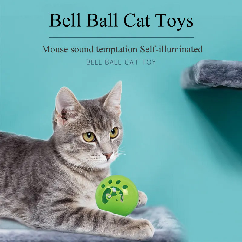 Pet Cat Toy Kitten Play Ball Jingle Flutter Sound Luminous  Multi-functional Cat Chasing Bell Ball Toys