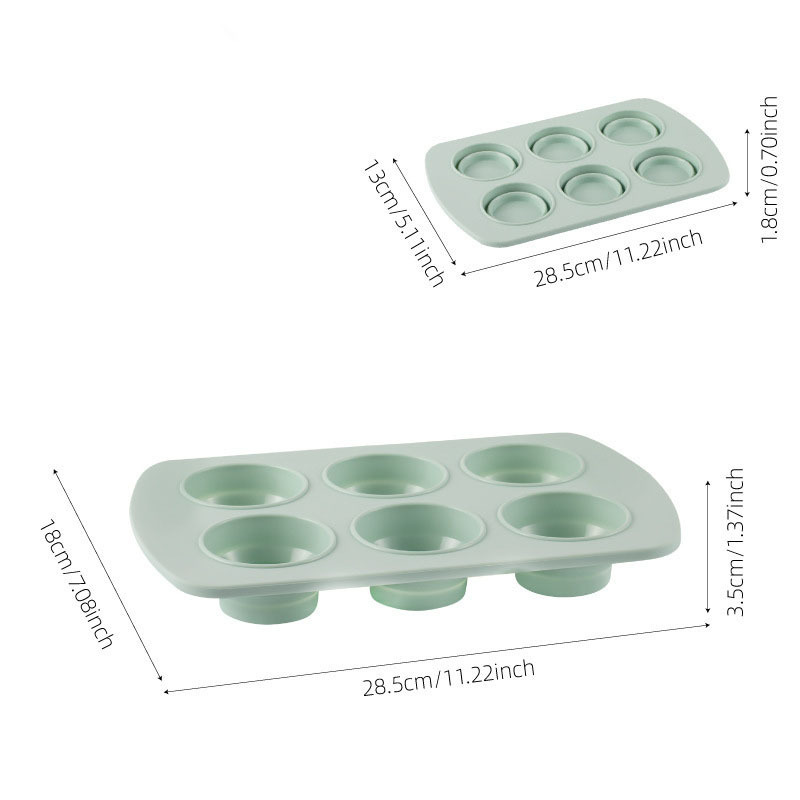 Collapsible Silicone Cake Moulds 6-link Muffin Cups Non-stick Toast Baking Pan Home Kitchen Baking Tools Set