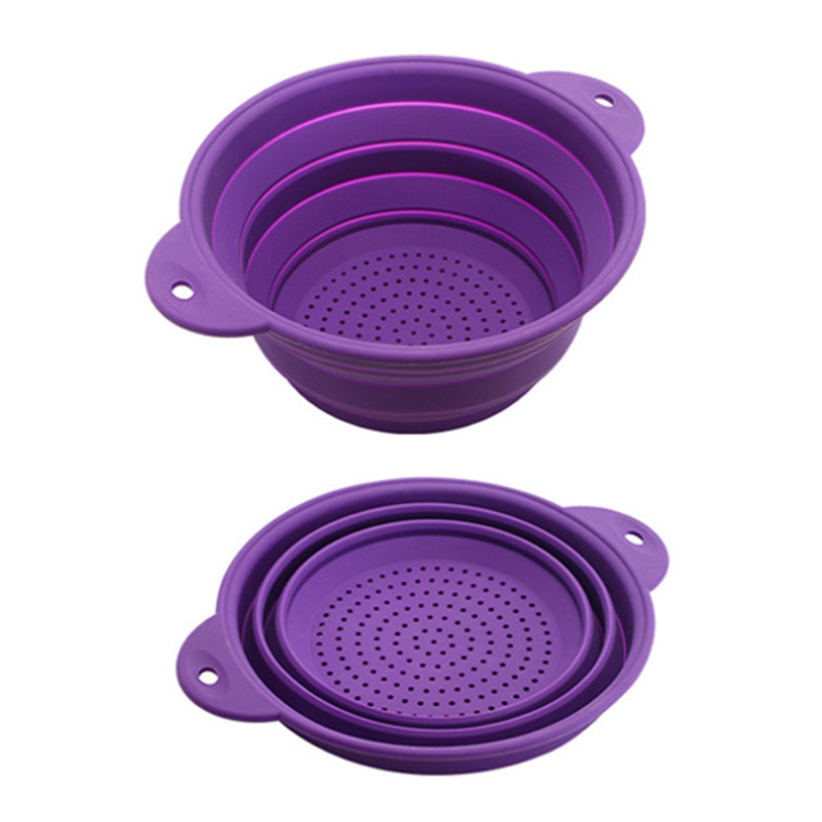 Silicone Colander Retractable Sink Storage Filter Basket Kitchen Vegetable Washing Tool Durable Folding Drain Basket