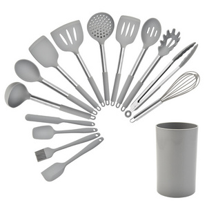 Household 15Pcs/Sets Silicone Kitchen Utensils Kitchen Cooking Utensils New Silicone Tube Handle Kitchenware Set