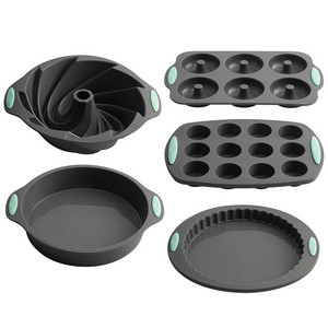 Factory direct Home Baking Tools Non Stick Silicone Baking Pan Mould Donut Pizza Pan Chiffon Cake Pan Set DIY Silicone Cake Mold