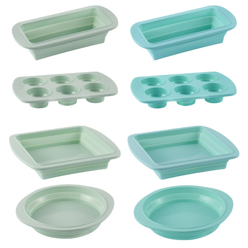 Collapsible Silicone Cake Moulds 6-link Muffin Cups Non-stick Toast Baking Pan Home Kitchen Baking Tools Set