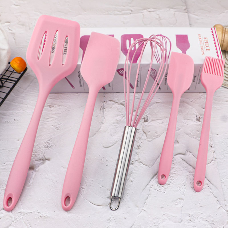 Home and Kitchen Accessories 5Pcs Heat Resistant Food Silicone Kitchen Utensils Cooking Spatula Set