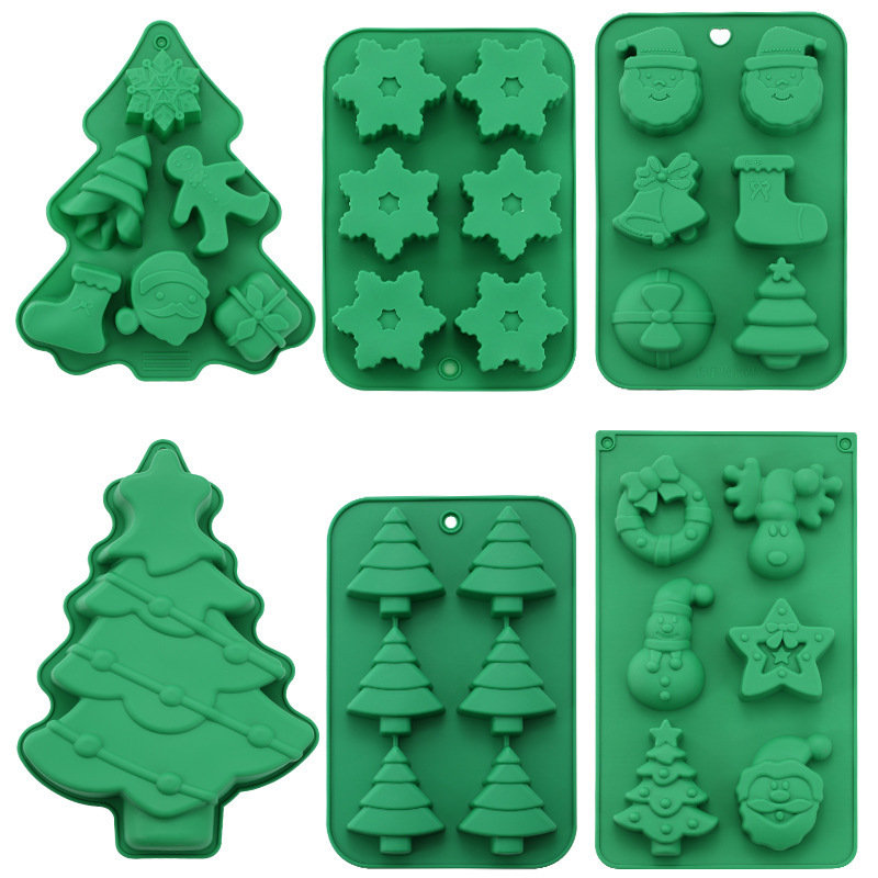 Christmas Mold Silicone Christmas Tree Christmas stockings Snowflake Mold Cookie Candy Baby Silicone cake Mold