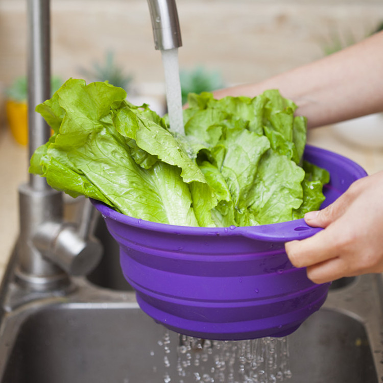 Silicone Colander Retractable Sink Storage Filter Basket Kitchen Vegetable Washing Tool Durable Folding Drain Basket