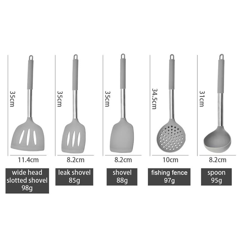 Household 15Pcs/Sets Silicone Kitchen Utensils Kitchen Cooking Utensils New Silicone Tube Handle Kitchenware Set