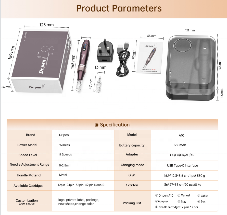 2024 new Most Powerful Wireless Dr. Pen A10 Original Microneedling Pen Derma Auto Pen