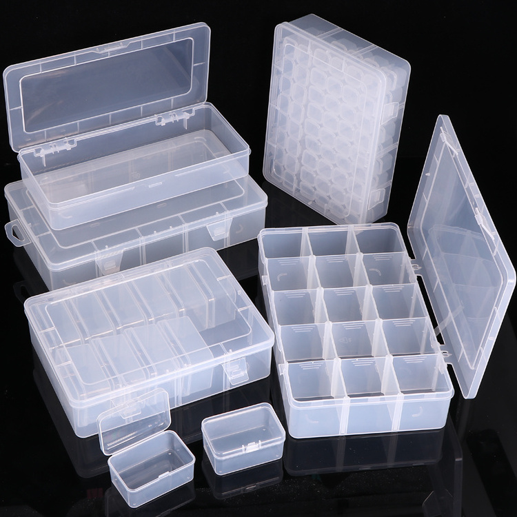 YUZMEI Plastic Removable Dividers Storage Case Fishing Tackles and Sewing Case Tool Box Organizer 10 Grid Clear Organizer Box