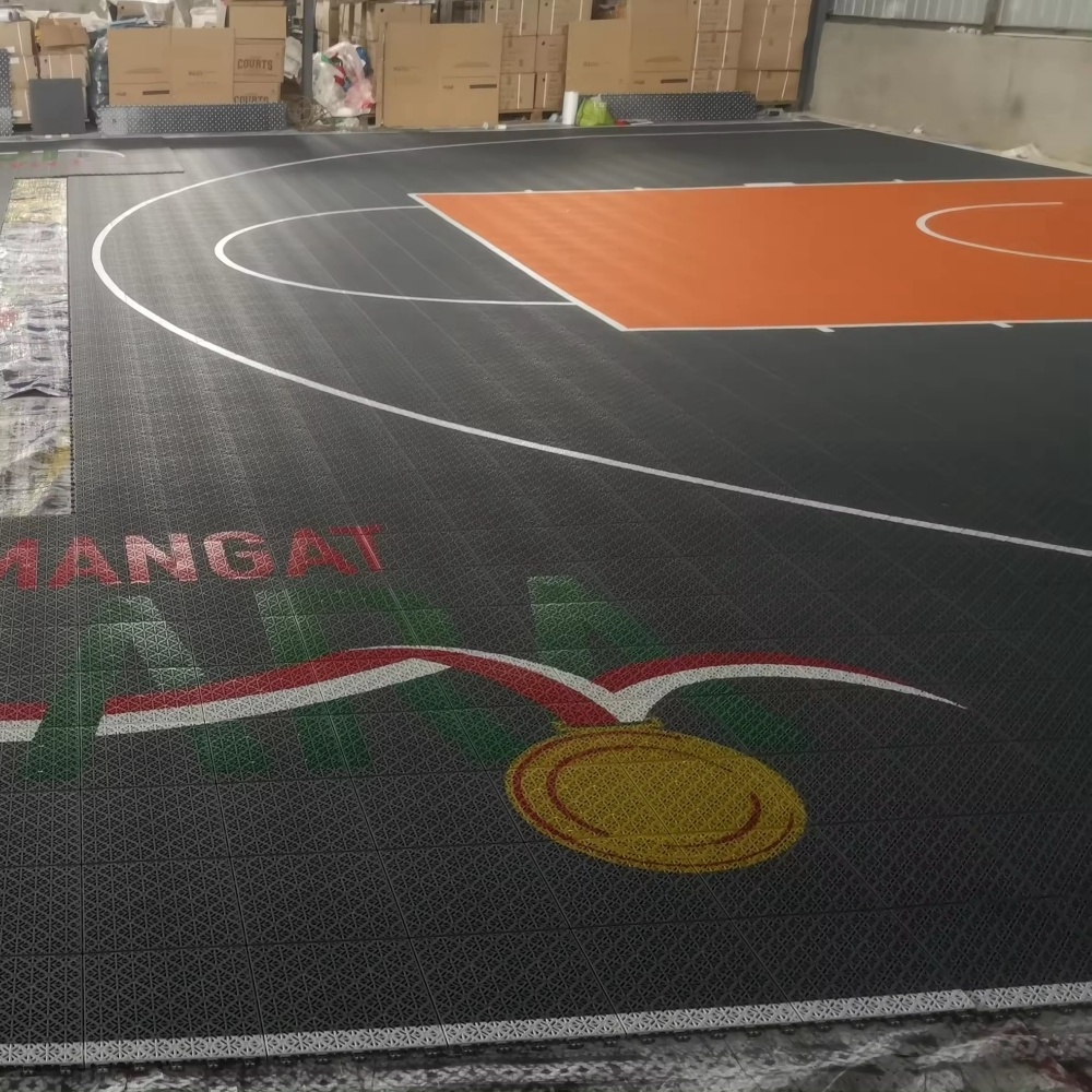 Portable  Intelligent Pp Interlocking Sport Court Material Plastic Tiles Temporary Basketball Flooring Outdoor