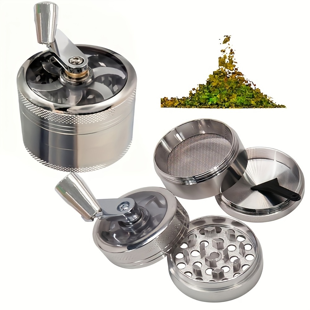 2024 Zinc Alloy 4 Layers Tobacco Grinder Spice Herb Mill Hand Crank Herb Grinder Zinc Alloy Smoke Size Smoking Accessories