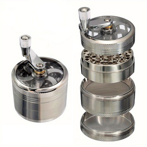 2024 Zinc Alloy 4 Layers Tobacco Grinder Spice Herb Mill Hand Crank Herb Grinder Zinc Alloy Smoke Size Smoking Accessories