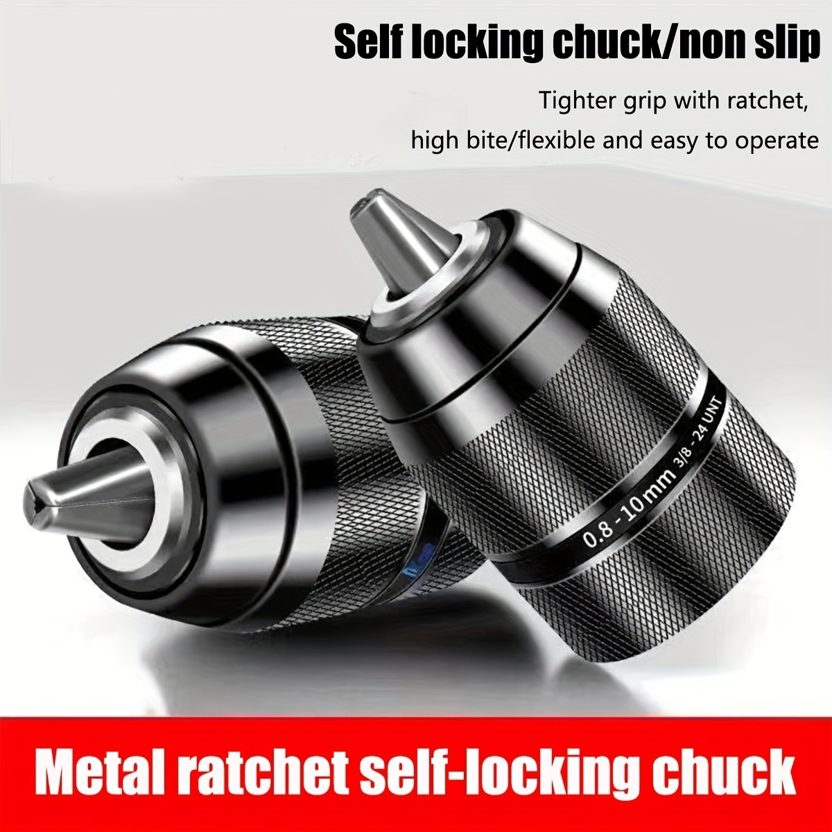 0.8-10MM Metal Drill Chuck Adapter, Self Tightening Drill Sleeve Chuck, Electric Handheld Drill Bit Chuck Converter