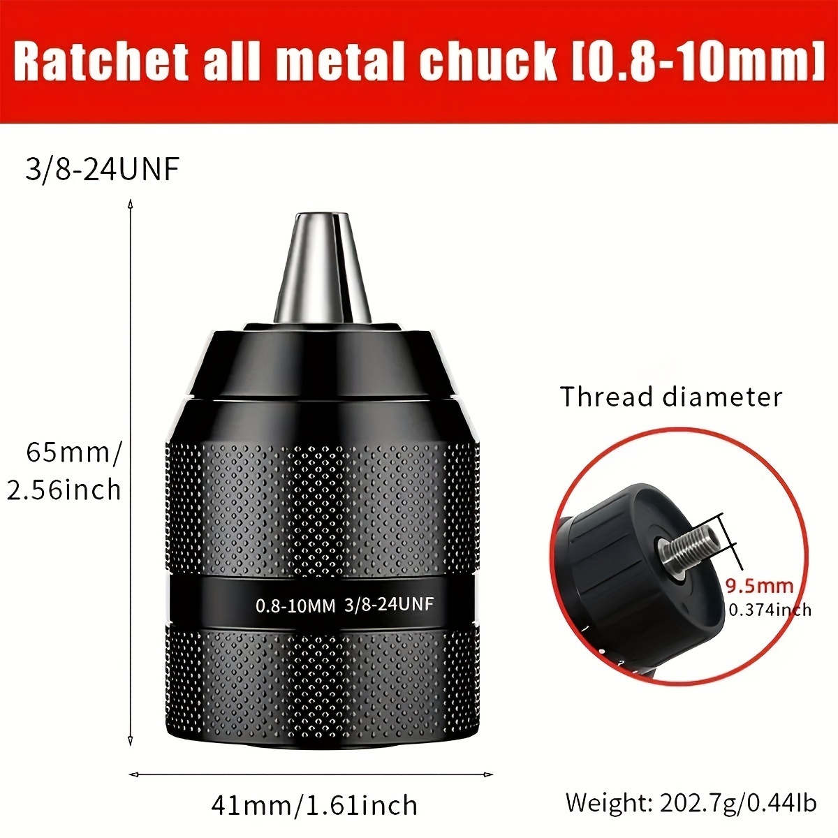 0.8-10MM Metal Drill Chuck Adapter, Self Tightening Drill Sleeve Chuck, Electric Handheld Drill Bit Chuck Converter