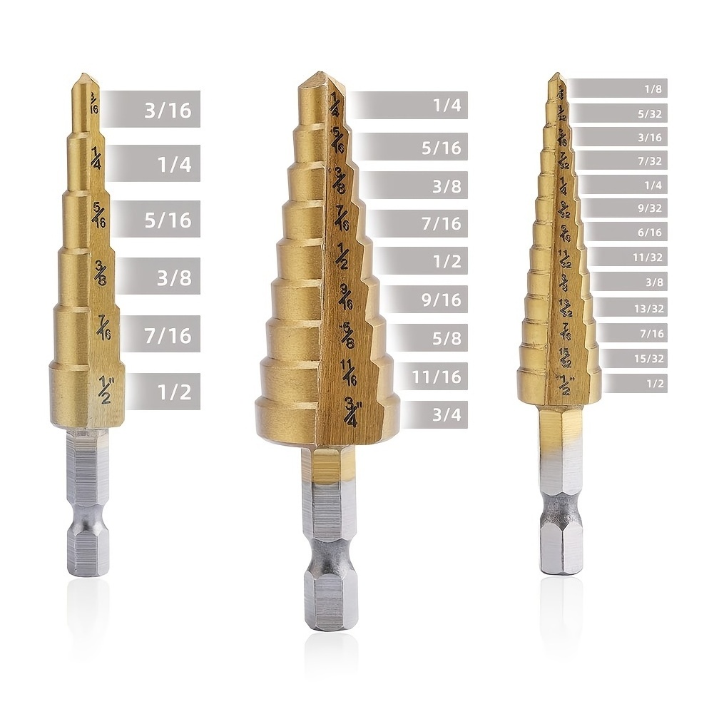 4-12mm 4-20mm 4-32mm Titanium Coated Step Drill Bit High Speed Steel Metal Wood Enlarged Hole Cutter Cone Drilling Tool Sets