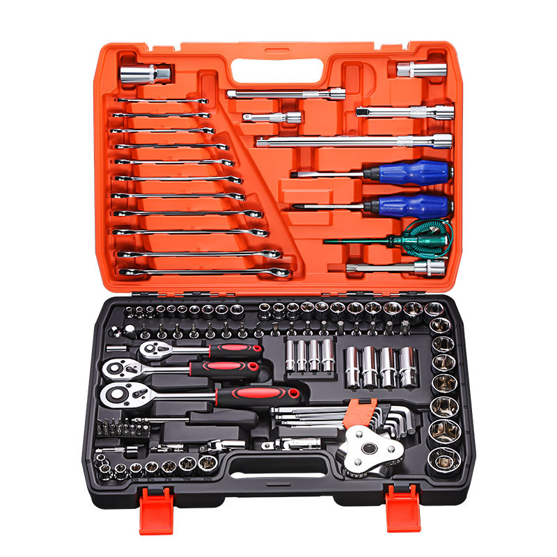 2024 High Quality Auto Repair Kit 121pcs Tool Box Set Ratchet Wrench Repair Tool Screwdrivers Vehicle Tools