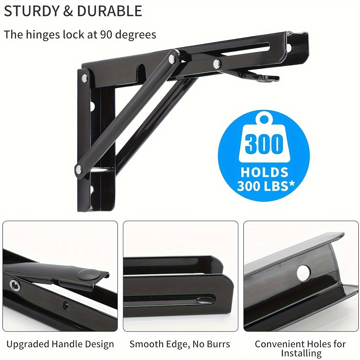 Furniture Hardware, Heavy-duty Stainless Steel Wall Mounted Folding Shelf Bracket, Space Saving Metal Triangular Shelf Bracket