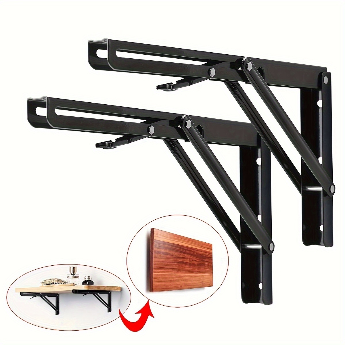 Furniture Hardware, Heavy-duty Stainless Steel Wall Mounted Folding Shelf Bracket, Space Saving Metal Triangular Shelf Bracket