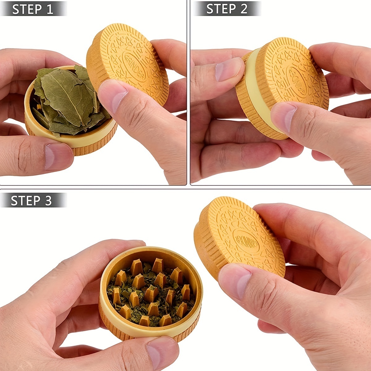 2024 Wholesale Cookie Shape 58mm Herb Grinder 2 Parts Manual Spice Grinder Smoke Shop Supplier