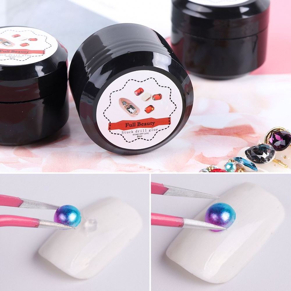 New Nail Tools Super Strong Sticky Drill Jewelry Gel Solidified Glue 8ml Nail Rhinestone Glue Gel