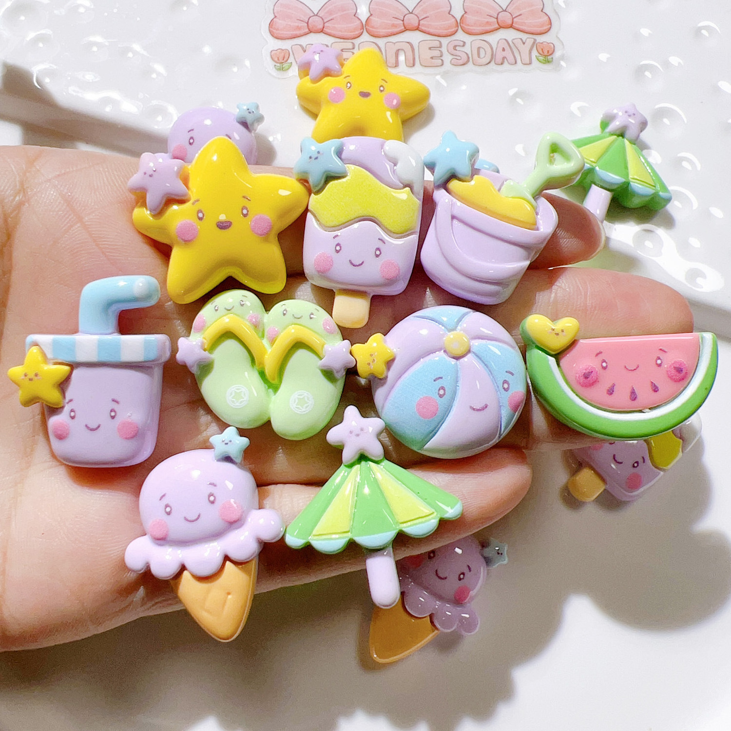 Resin Charms Summer Beach Umbrella Ice Cream Watermelon DIY Phone Case Hair Clip