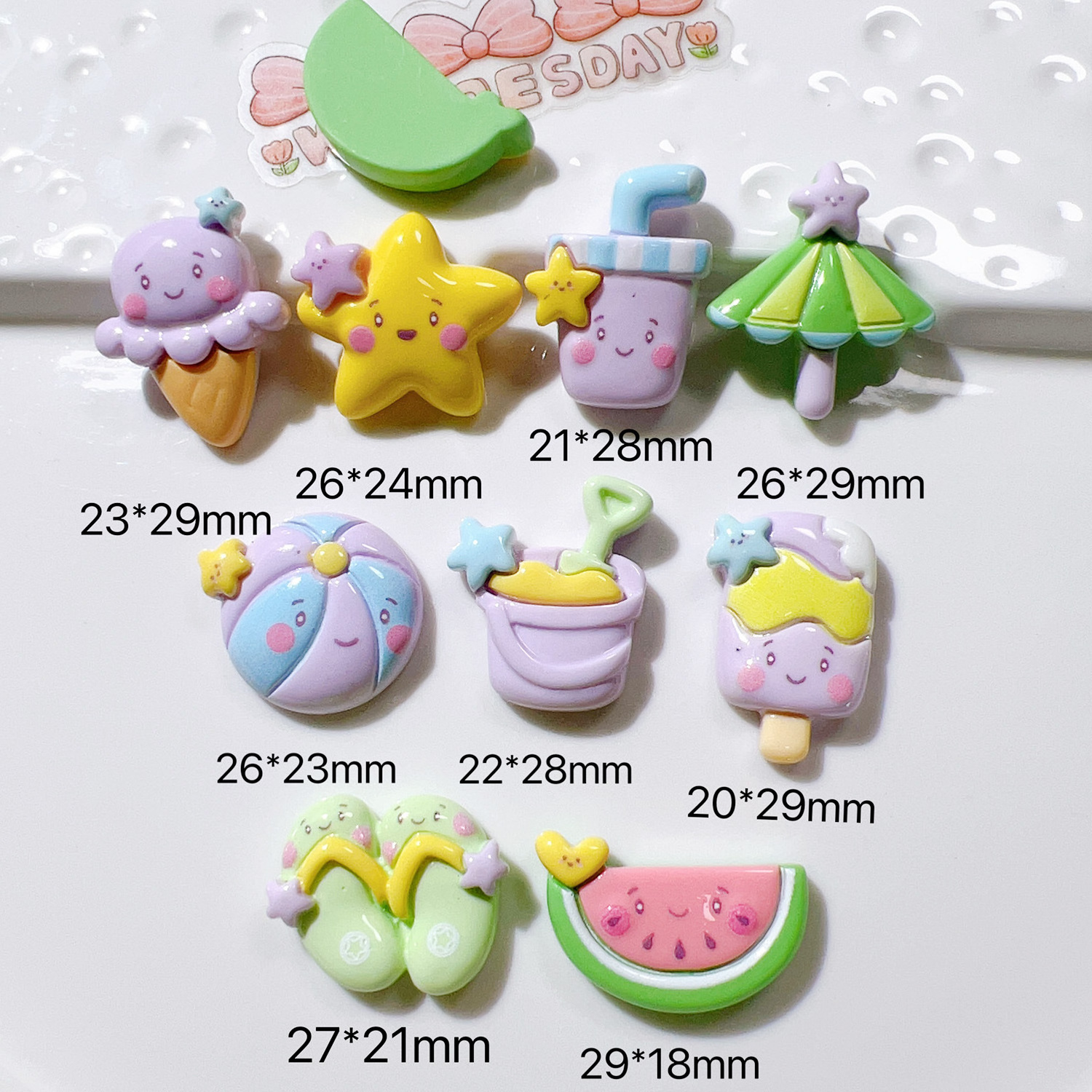 Resin Charms Summer Beach Umbrella Ice Cream Watermelon DIY Phone Case Hair Clip