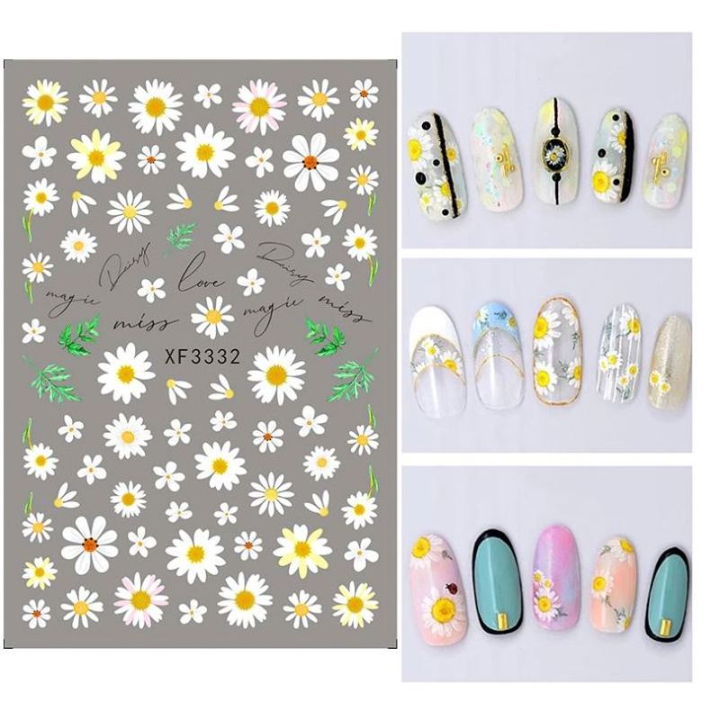 3D nail Flower weed Stickers Nails Sunflowers Little daisy Decals DIY Nail Art Manicure designs art decorations