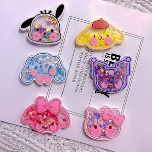 Wholesale Acrylic Charms Sanrio with Sequins Shaker Kuromi Diy Decor for Phone Case Hair Clip