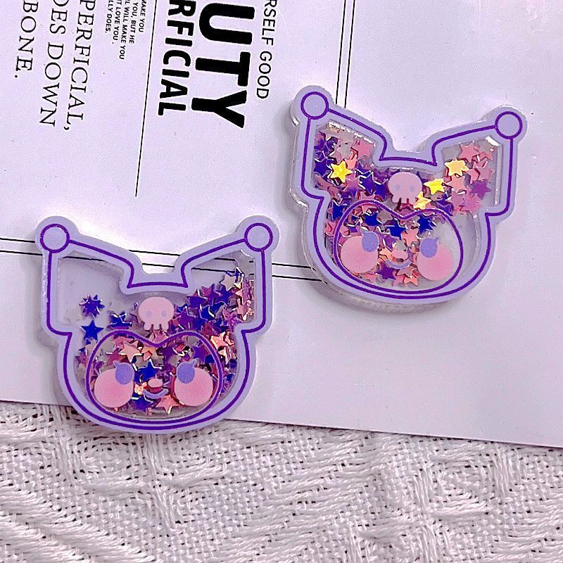 Wholesale Acrylic Charms Sanrio with Sequins Shaker Kuromi Diy Decor for Phone Case Hair Clip