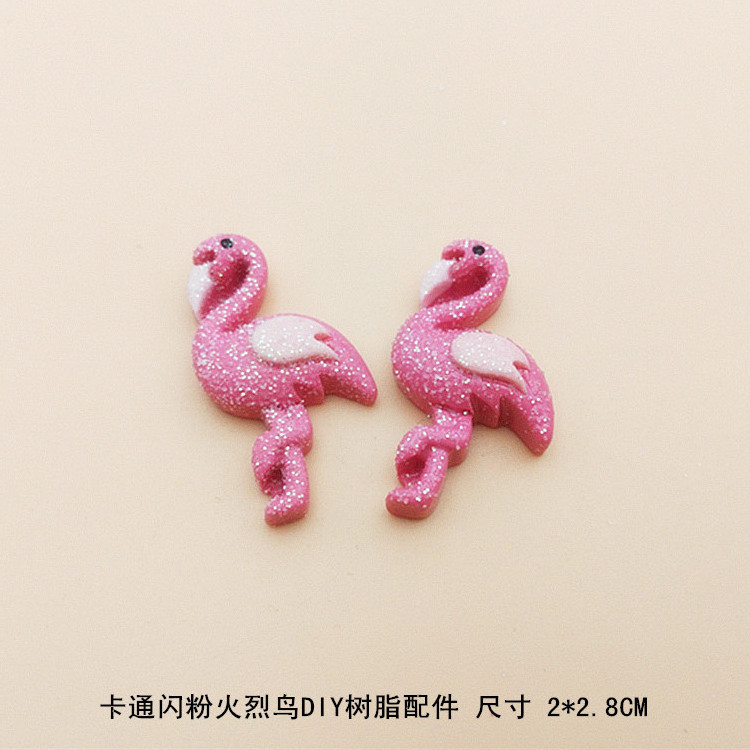 Flamingo and Cactus Resin Charms Crafts Selva Supplies for Making Cartoon DIY Hair Ornaments