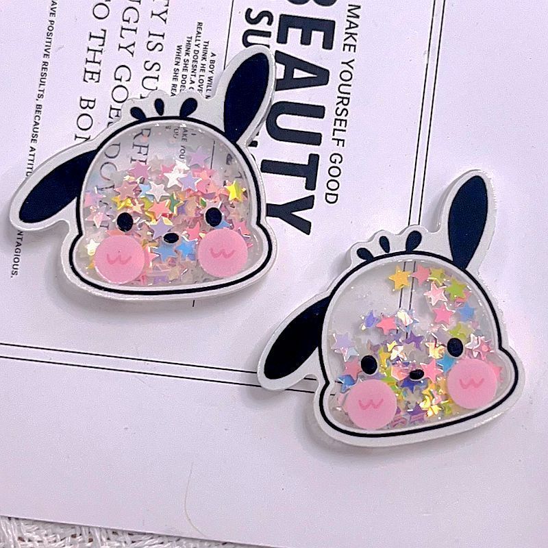 Wholesale Acrylic Charms Sanrio with Sequins Shaker Kuromi Diy Decor for Phone Case Hair Clip