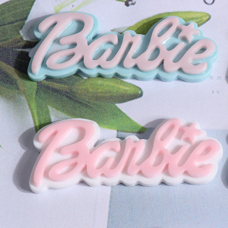 Barbie Resin Charms Flatback Letter Cabochon Cute Girl Hair Bow Center Photo Frame Decor Crafts Slime Charm DIY