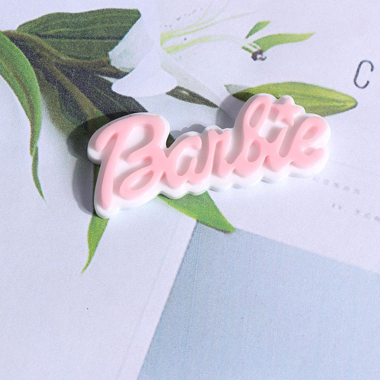 Barbie Resin Charms Flatback Letter Cabochon Cute Girl Hair Bow Center Photo Frame Decor Crafts Slime Charm DIY