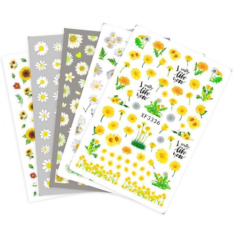 3D nail Flower weed Stickers Nails Sunflowers Little daisy Decals DIY Nail Art Manicure designs art decorations