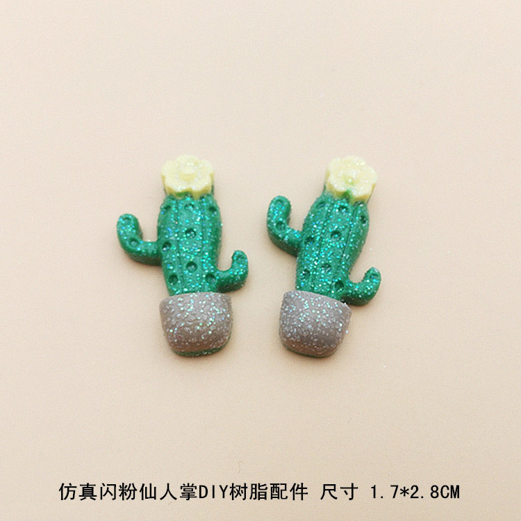 Flamingo and Cactus Resin Charms Crafts Selva Supplies for Making Cartoon DIY Hair Ornaments