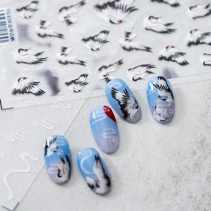 Cute Animal Cloud Crane 3D Self-adhesive  Nail Art Stickers