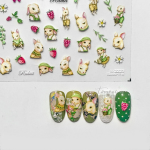 Nail Art 5D Lovely Cartoon Bunny Rabbit Fairy Tale Sliders Adhesive Nail Relief Stickers Kawaii Animal Decal DIY Manicure Tips