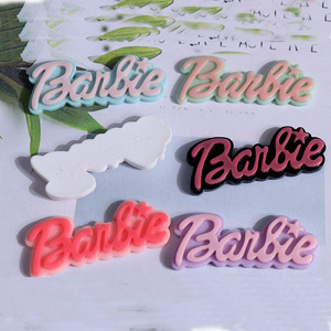 Barbie Resin Charms Flatback Letter Cabochon Cute Girl Hair Bow Center Photo Frame Decor Crafts Slime Charm DIY